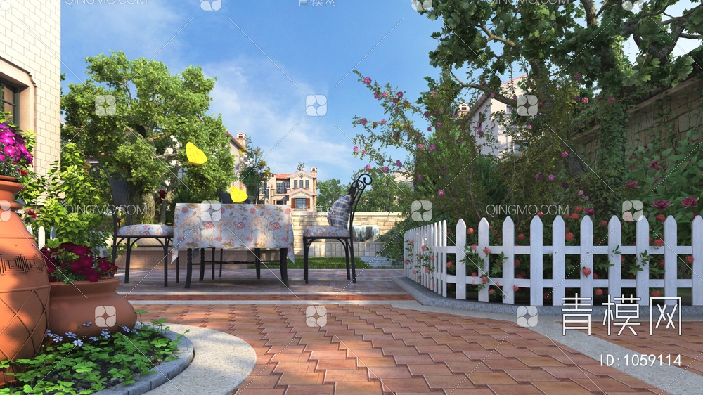 住宅建筑庭院景观3D模型下载【ID:1059114】
