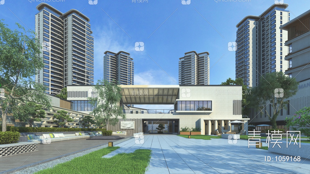 住宅建筑景观3D模型下载【ID:1059168】