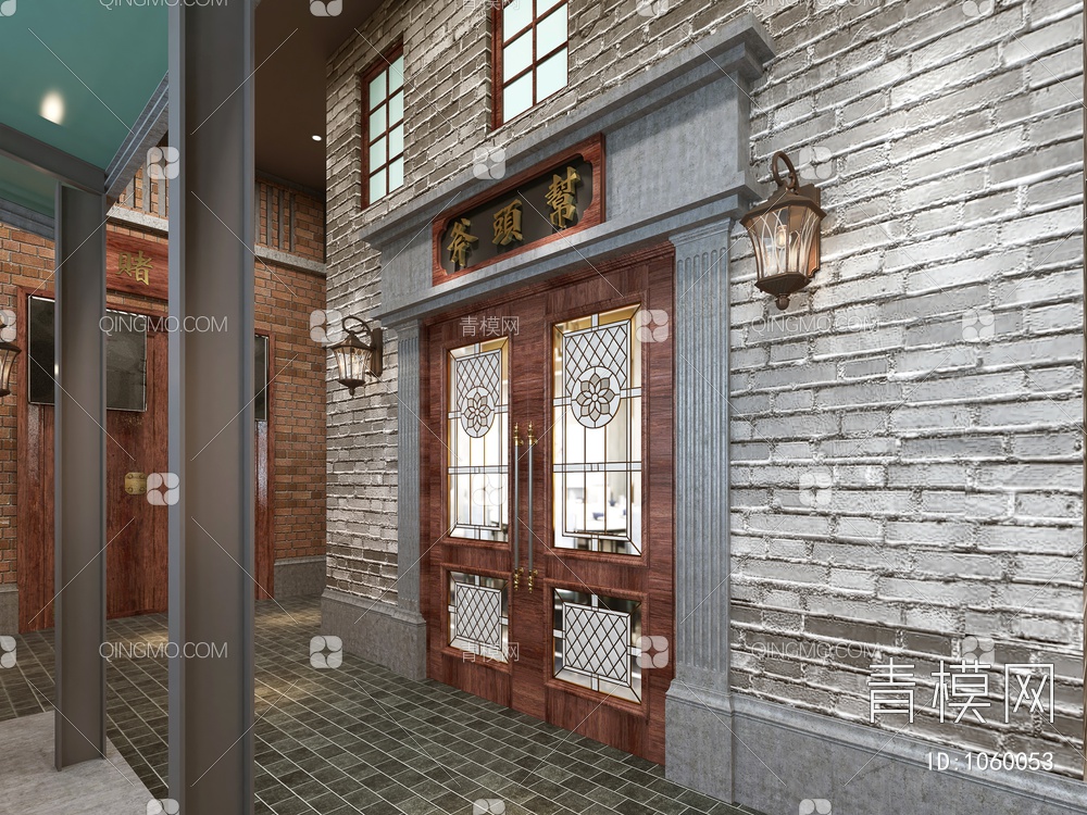 民国风餐厅3D模型下载【ID:1060053】