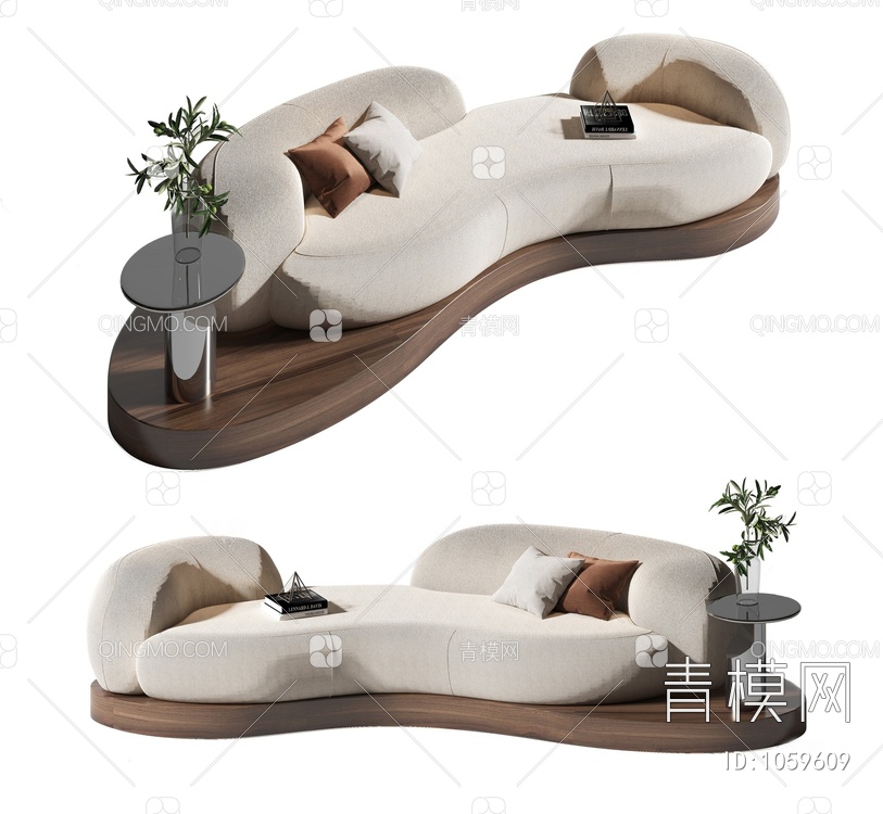 布艺弧形沙发3D模型下载【ID:1059609】
