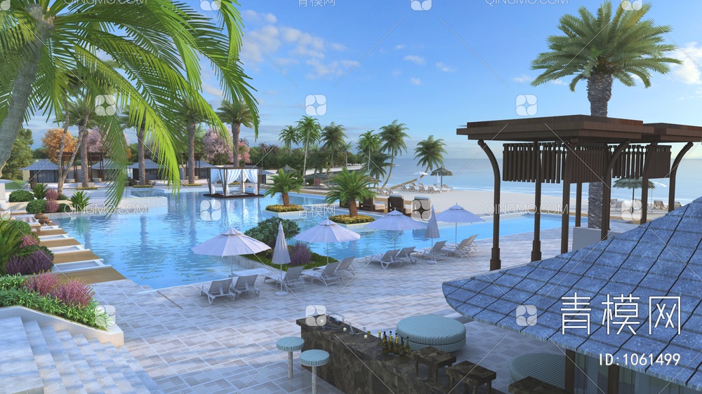 泳池景观全模3D模型下载【ID:1061499】