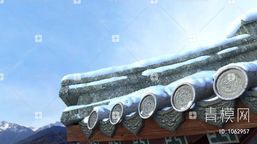 古建屋顶积雪融化3D模型下载【ID:1062957】