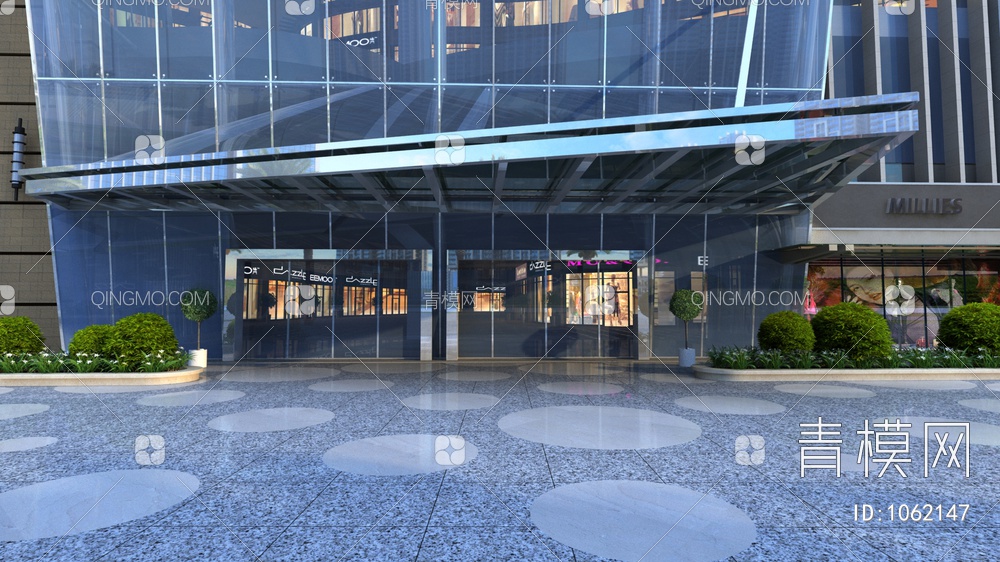 商业建筑大门入口景观3D模型下载【ID:1062147】