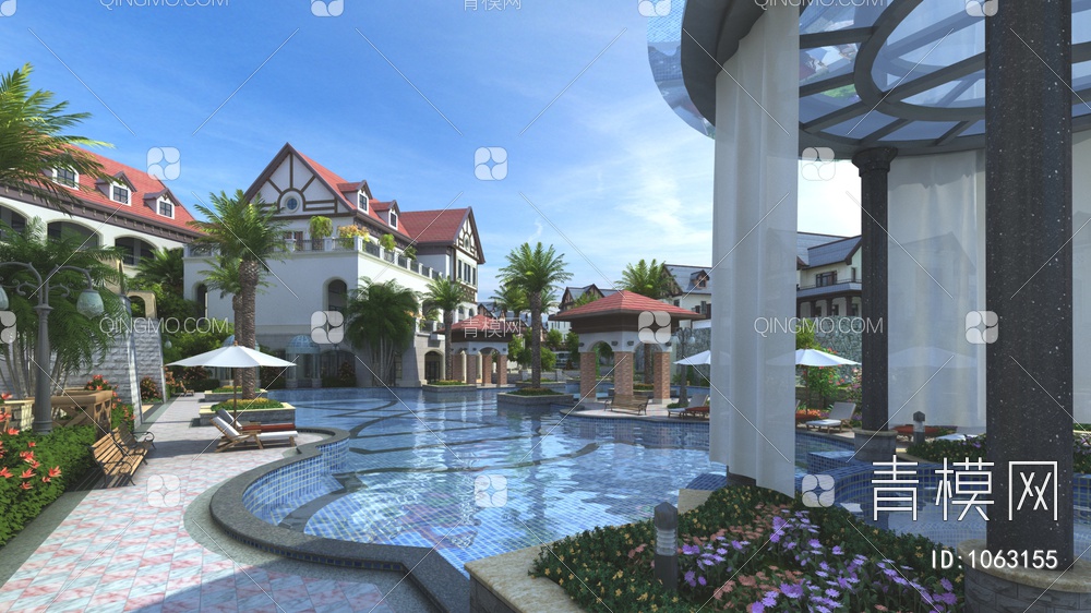 住宅建筑 园林景观3D模型下载【ID:1063155】