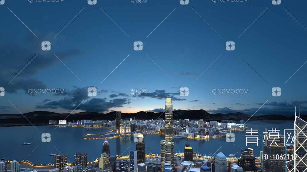 城市夜景景观3D模型下载【ID:1062117】