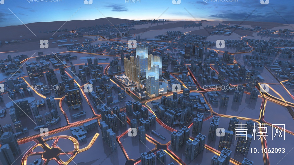城市夜景景观3D模型下载【ID:1062093】