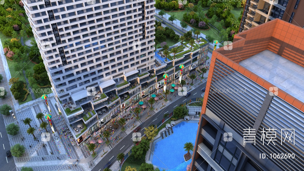 建筑商业街3D模型下载【ID:1062690】