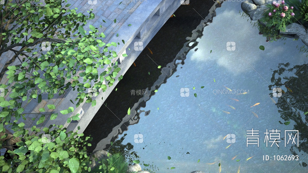 石桥流水景观3D模型下载【ID:1062693】