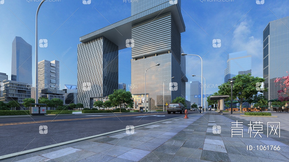 城市道路景观3D模型下载【ID:1061766】
