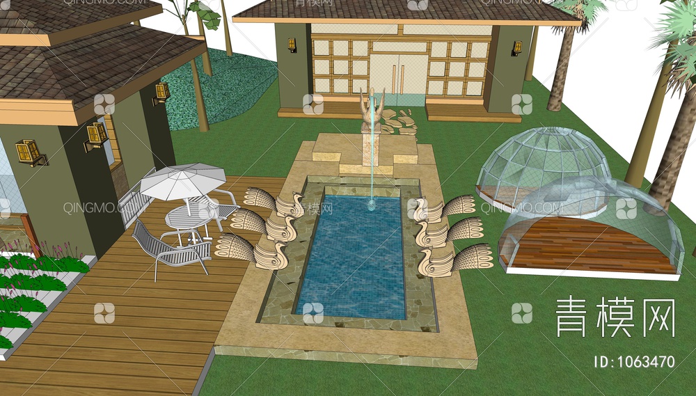 公园喷泉景观SUSU模型下载【ID:1063470】