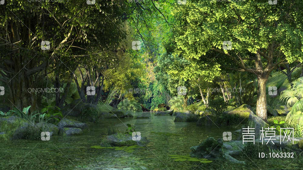 自然水景景观3D模型下载【ID:1063332】