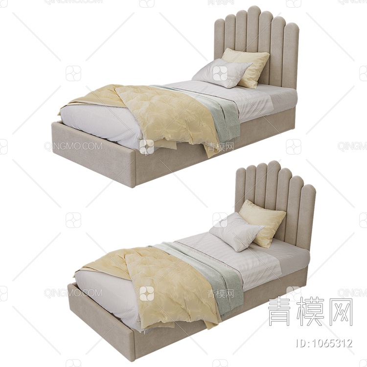 Bed Missty 双人床 靠背3D模型下载【ID:1065312】