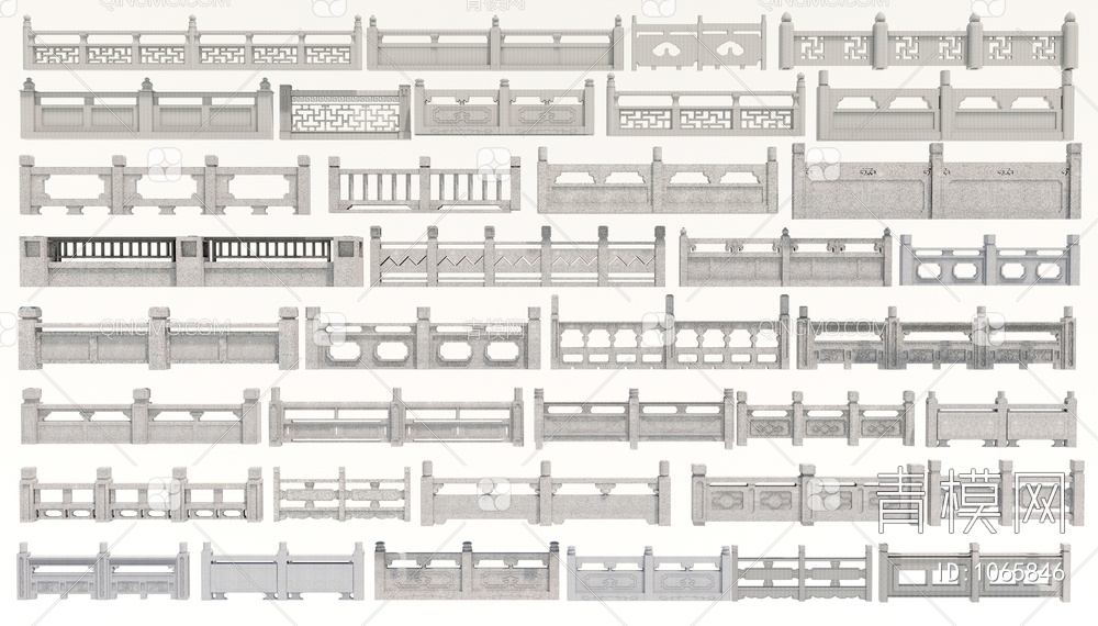 石栏杆SU模型下载【ID:1065846】
