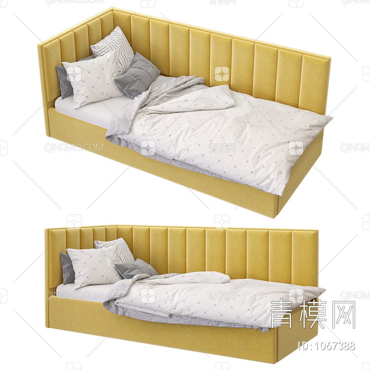 沙发床 黄色3D模型下载【ID:1067388】
