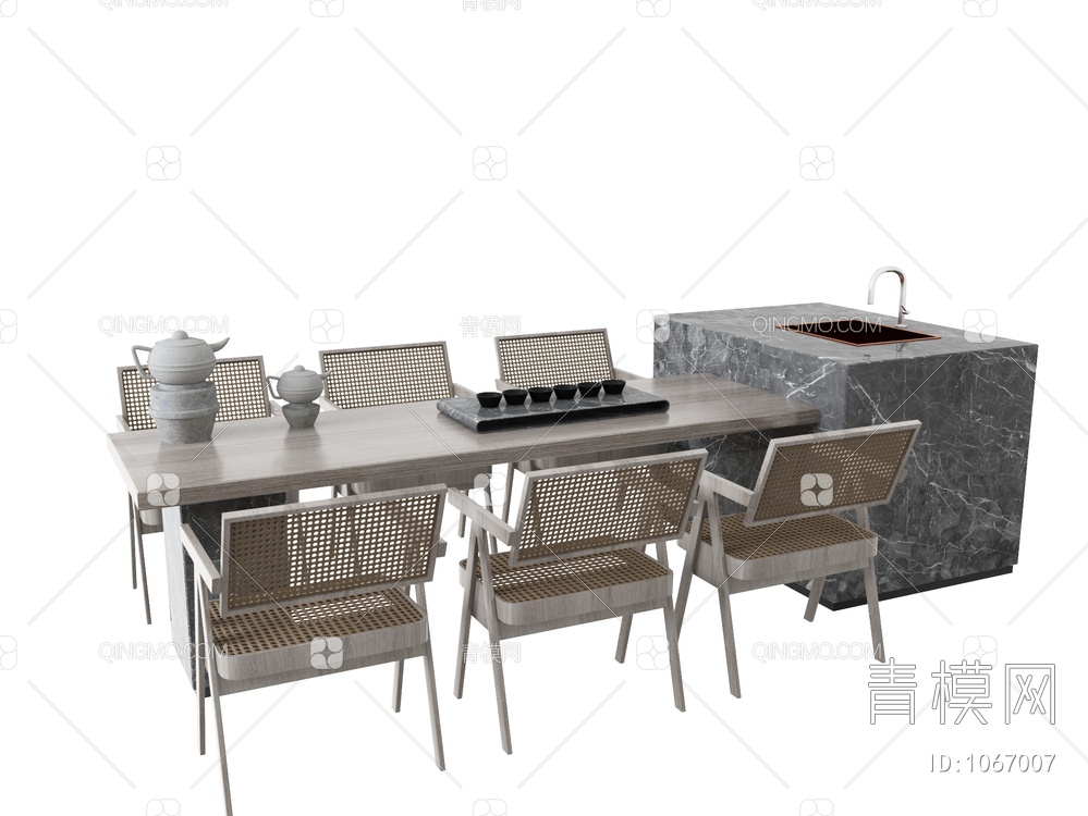 岛台茶桌椅3D模型下载【ID:1067007】