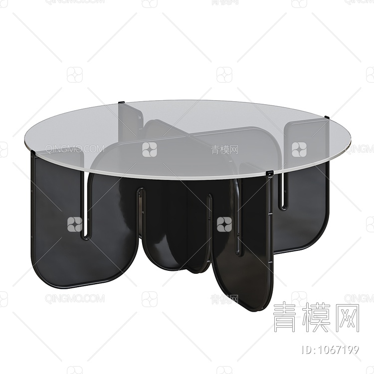玻璃蓝脚圆桌 茶几3D模型下载【ID:1067199】