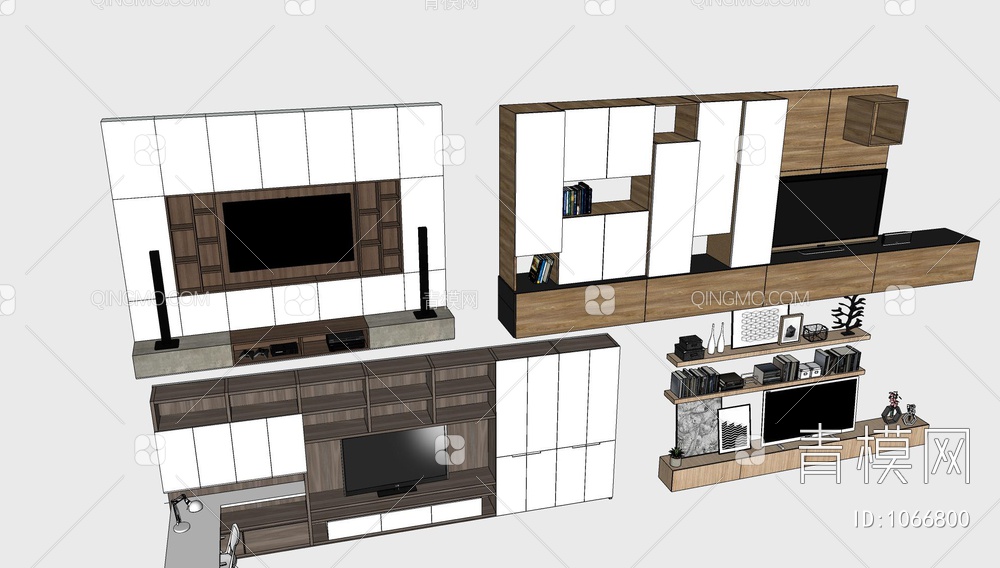 电视墙柜SU模型下载【ID:1066800】