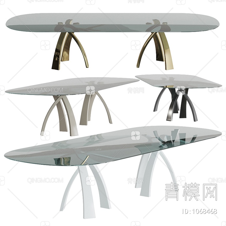 玻璃餐桌3D模型下载【ID:1068468】