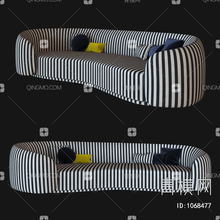 弧形沙发3D模型下载【ID:1068477】