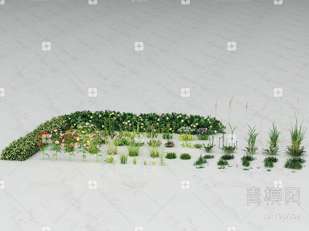 绿植，植物堆，花草3D模型下载【ID:1067808】