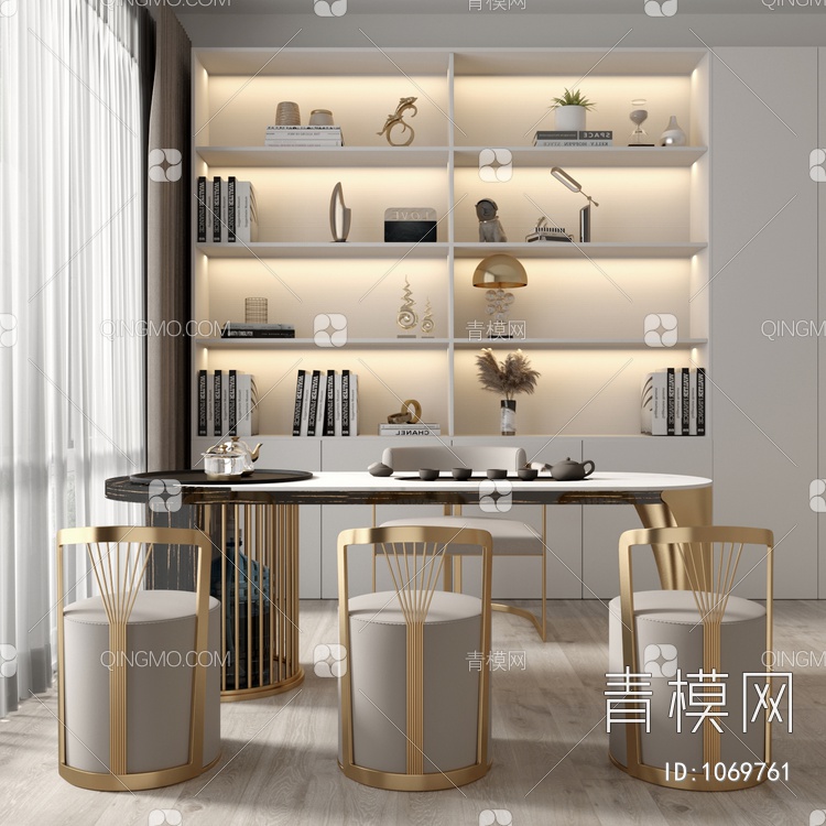 茶桌椅组合3D模型下载【ID:1069761】