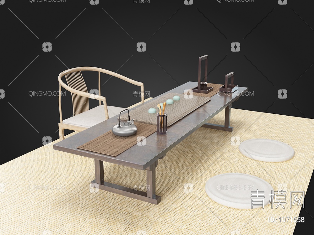 榻榻米茶桌椅3D模型下载【ID:1071558】