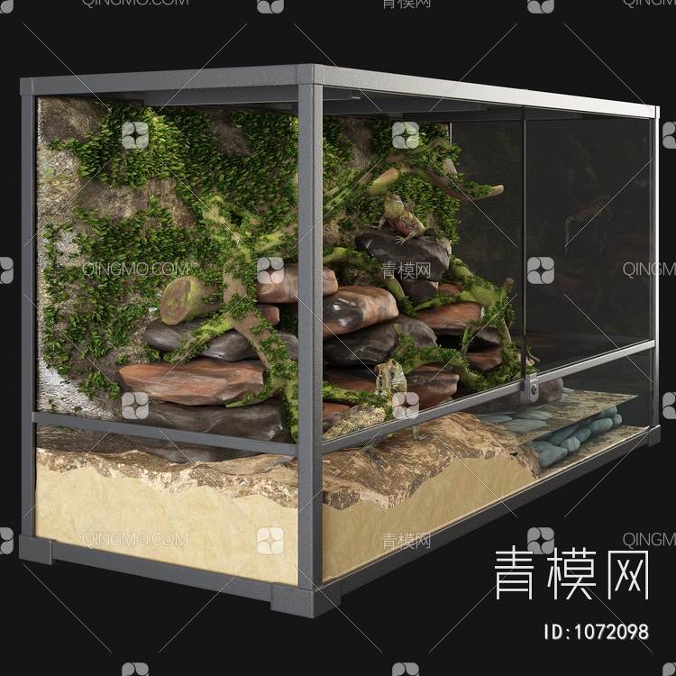 水陆缸 水族箱 蜥蜴3D模型下载【ID:1072098】
