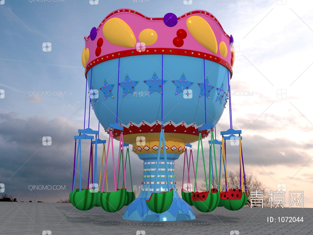 儿童玩具 游乐设备 水果飞椅3D模型下载【ID:1072044】