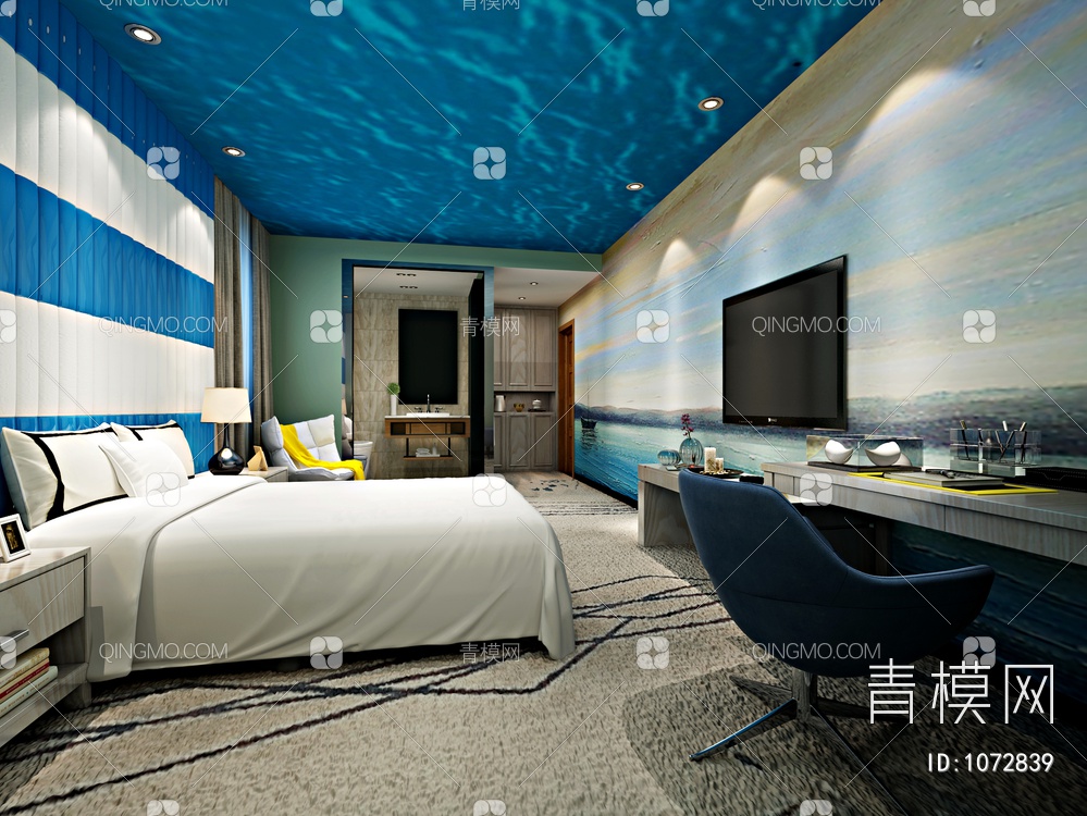 酒店客房海洋主题房3D模型下载【ID:1072839】