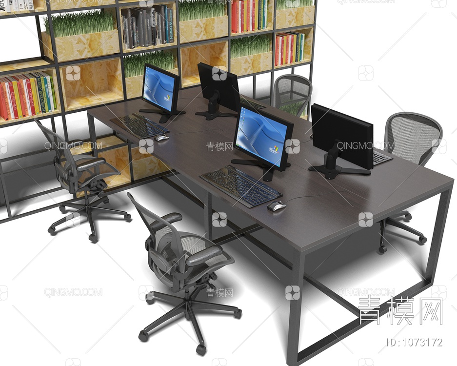 办公桌椅组合3D模型下载【ID:1073172】