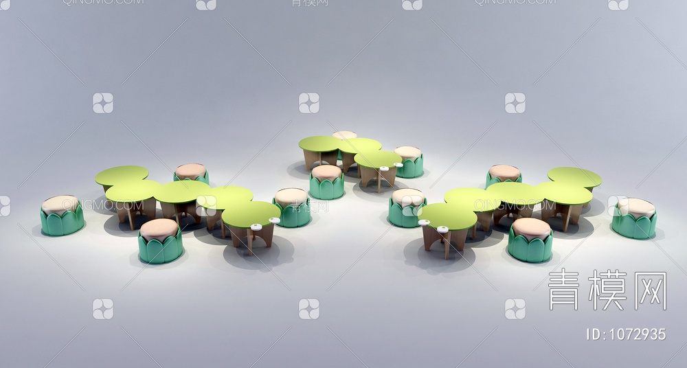 儿童桌椅3D模型下载【ID:1072935】