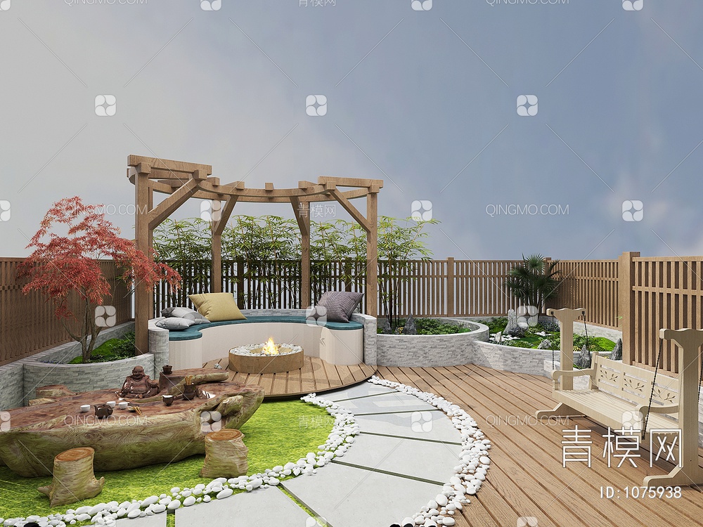 别墅屋顶花园3D模型下载【ID:1075938】