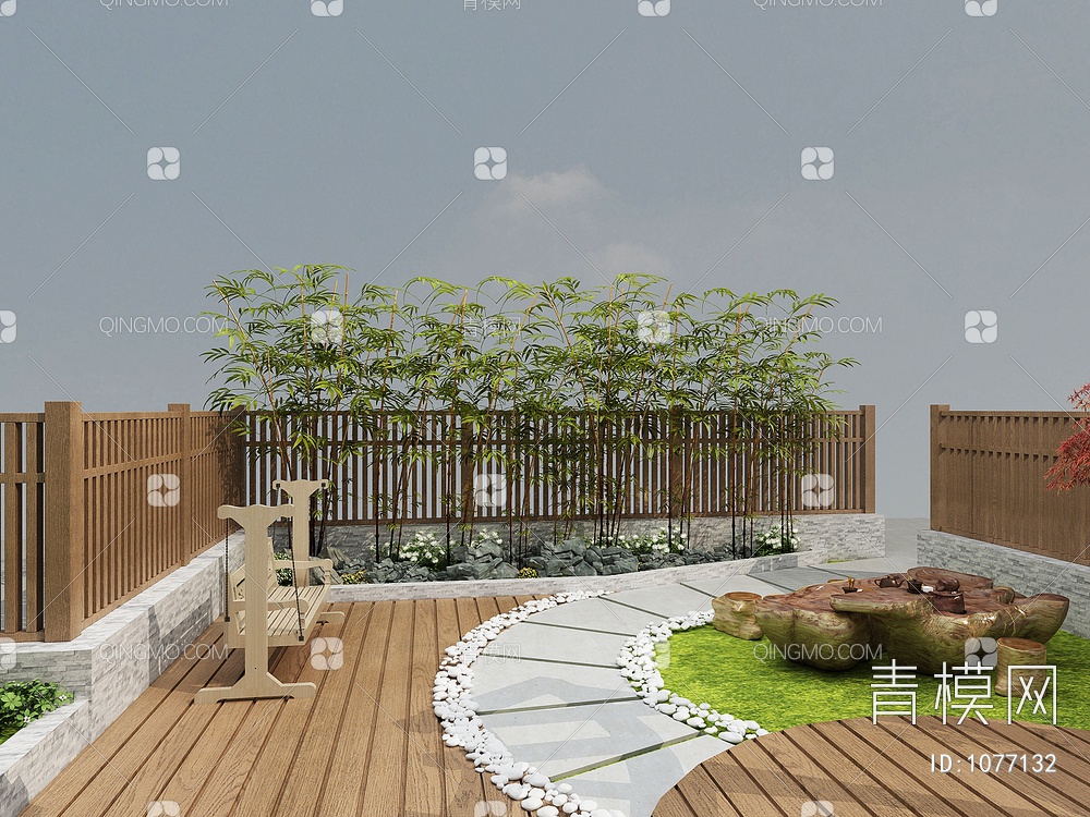 别墅花园3D模型下载【ID:1077132】