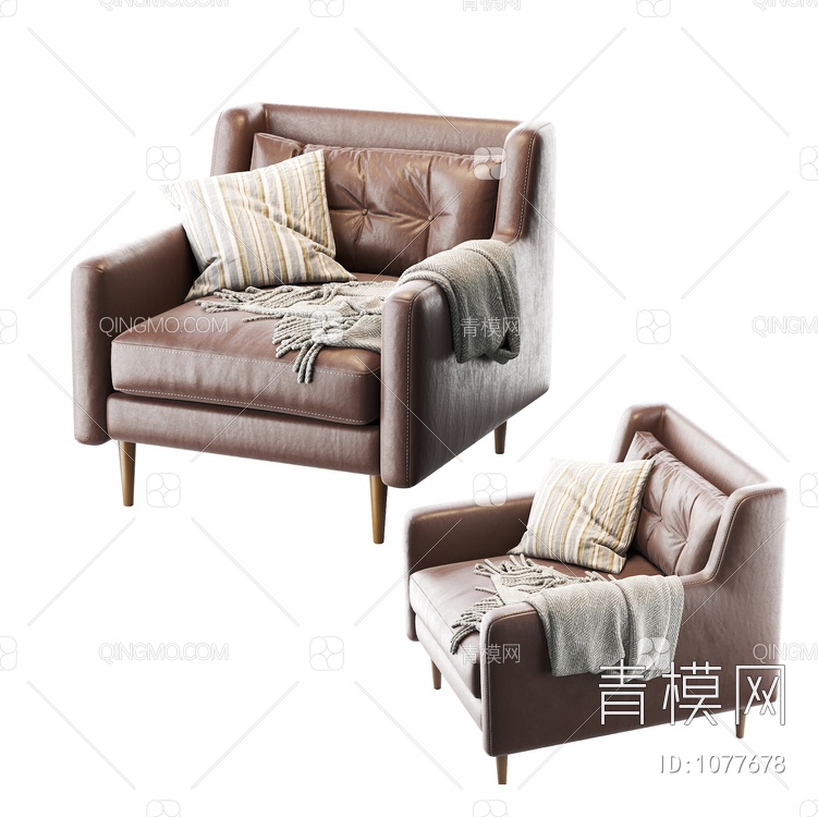 单人沙发3D模型下载【ID:1077678】