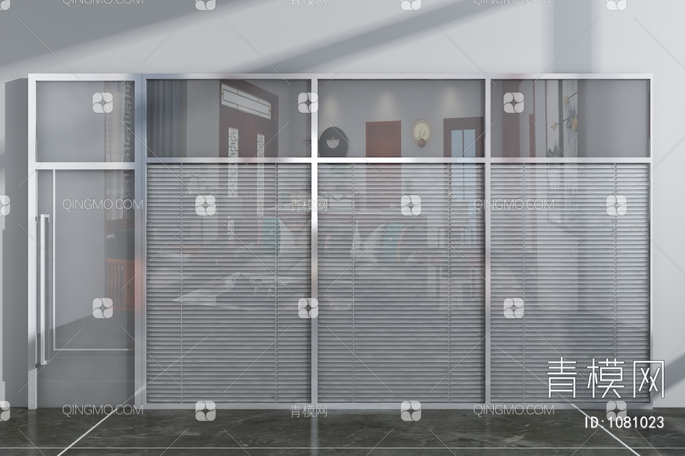 玻璃门，百叶帘3D模型下载【ID:1081023】