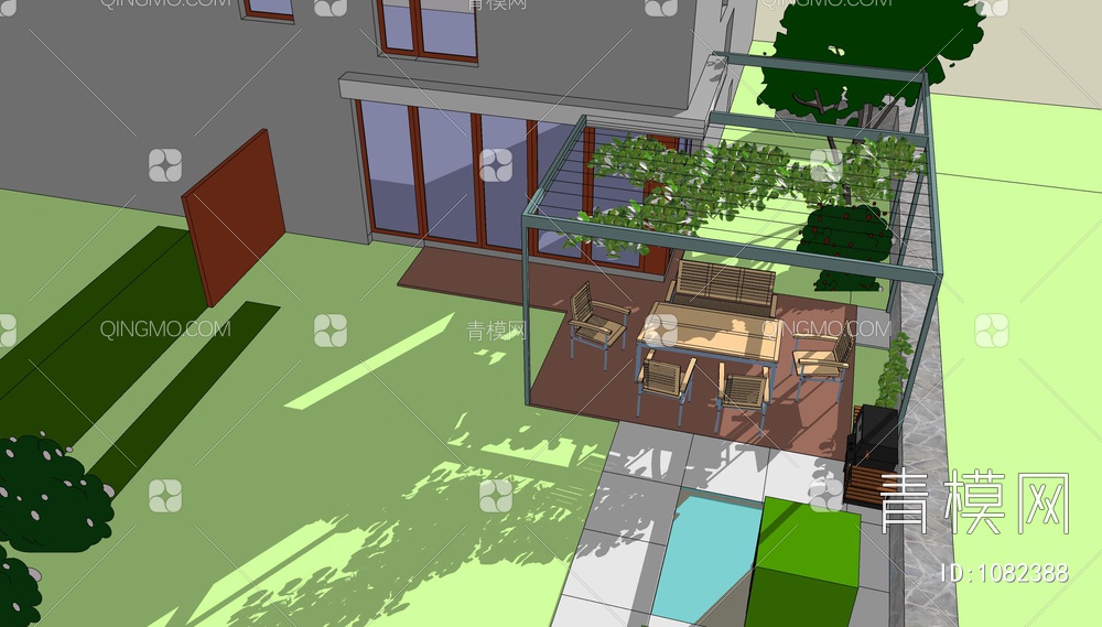 住宅庭院休息区SU模型下载【ID:1082388】