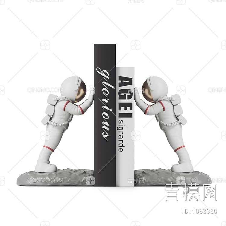 太空宇航员书立摆件3D模型下载【ID:1083330】