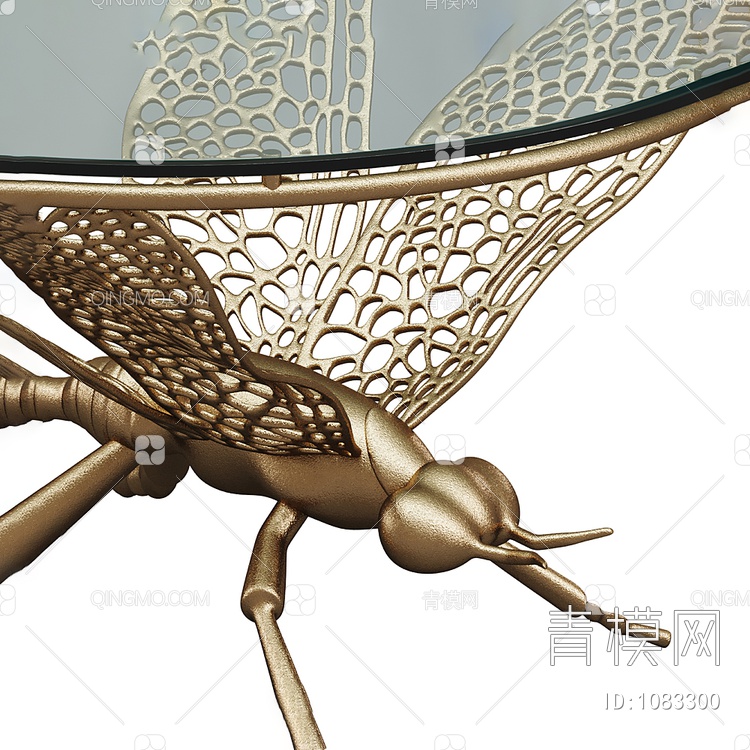 金属蜻蜓玻璃茶几3D模型下载【ID:1083300】