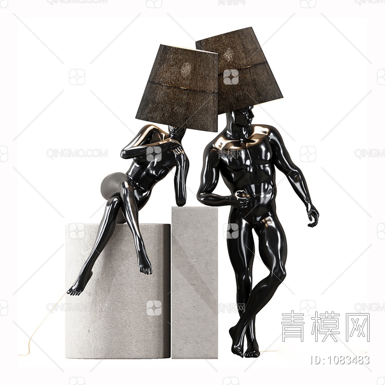 人物雕塑落地灯3D模型下载【ID:1083483】