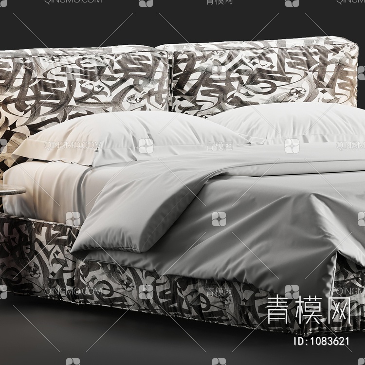 Kico Amore bed 花纹双人床3D模型下载【ID:1083621】