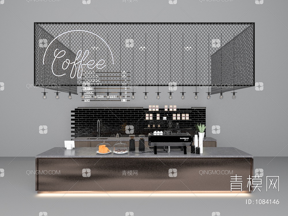 咖啡厅吧台制作区3D模型下载【ID:1084146】