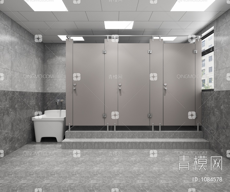 公共卫生间 洗手台 拖把池3D模型下载【ID:1084578】