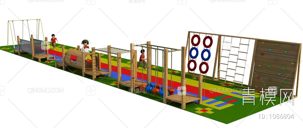 木质拓展，木质儿童锻炼，儿童乐园3D模型下载【ID:1086804】