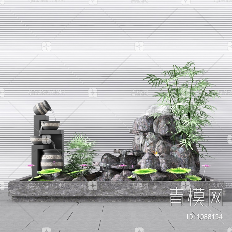 假山流水景观小品3D模型下载【ID:1088154】