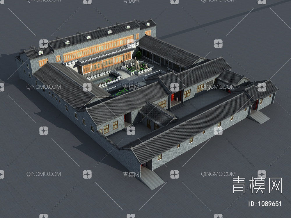 四合院，二进院，古建，庭院3D模型下载【ID:1089651】