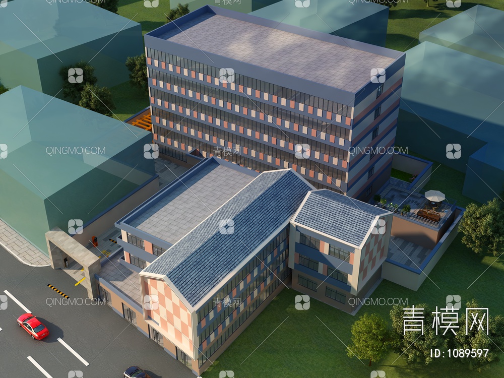 办公楼，厂房，学校3D模型下载【ID:1089597】