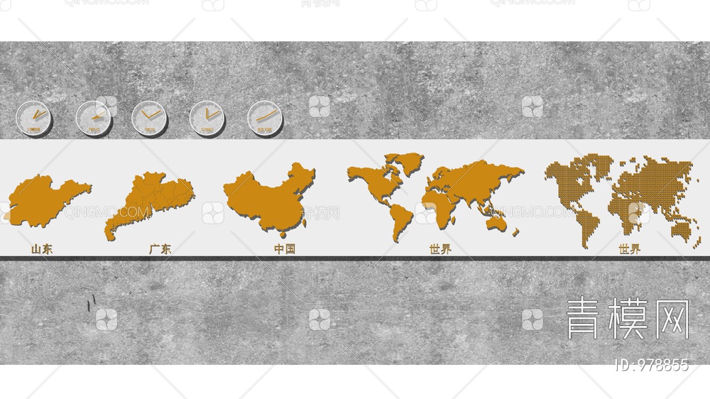 地图墙饰SU模型下载【ID:978855】