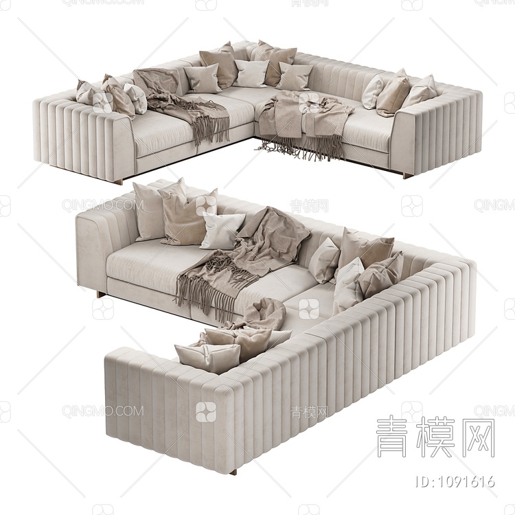 L型沙发3D模型下载【ID:1091616】