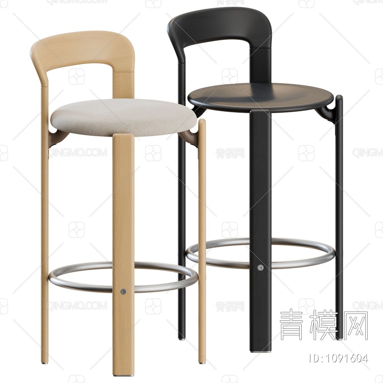 实木吧椅3D模型下载【ID:1091604】