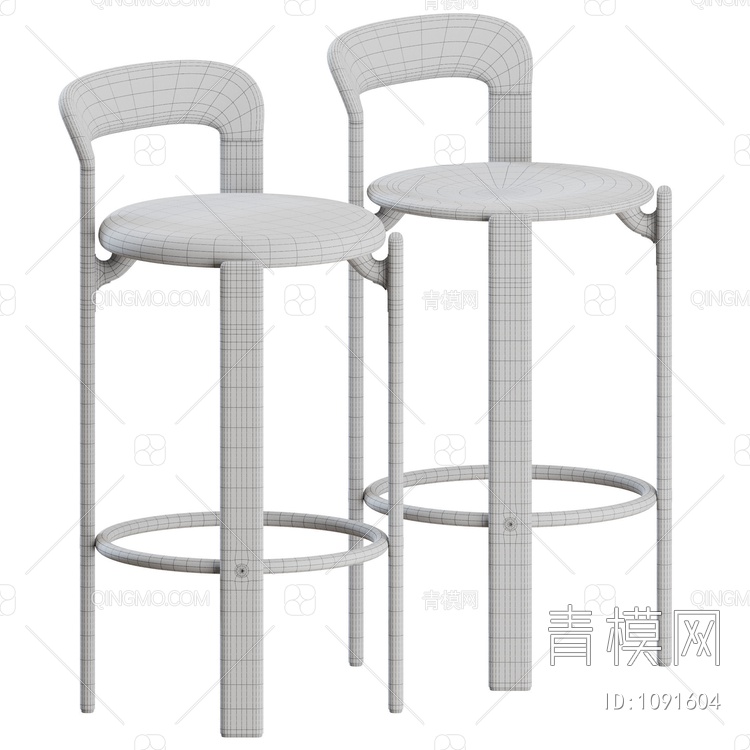 实木吧椅3D模型下载【ID:1091604】